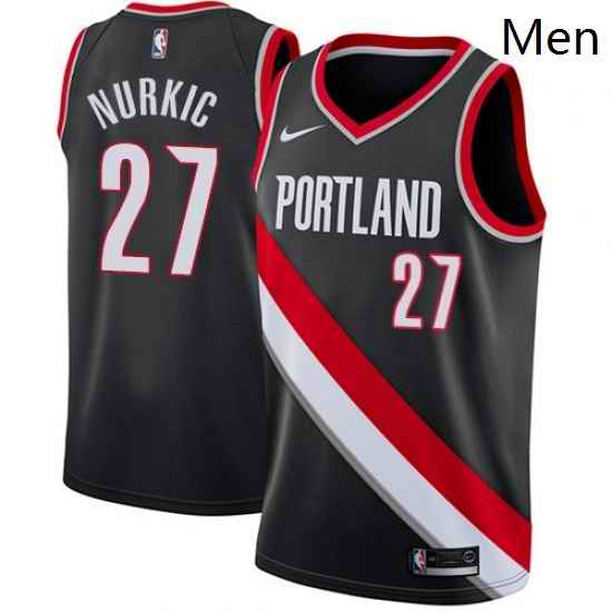 Mens Nike Portland Trail Blazers 27 Jusuf Nurkic Swingman Black Road NBA Jersey Icon Edition
